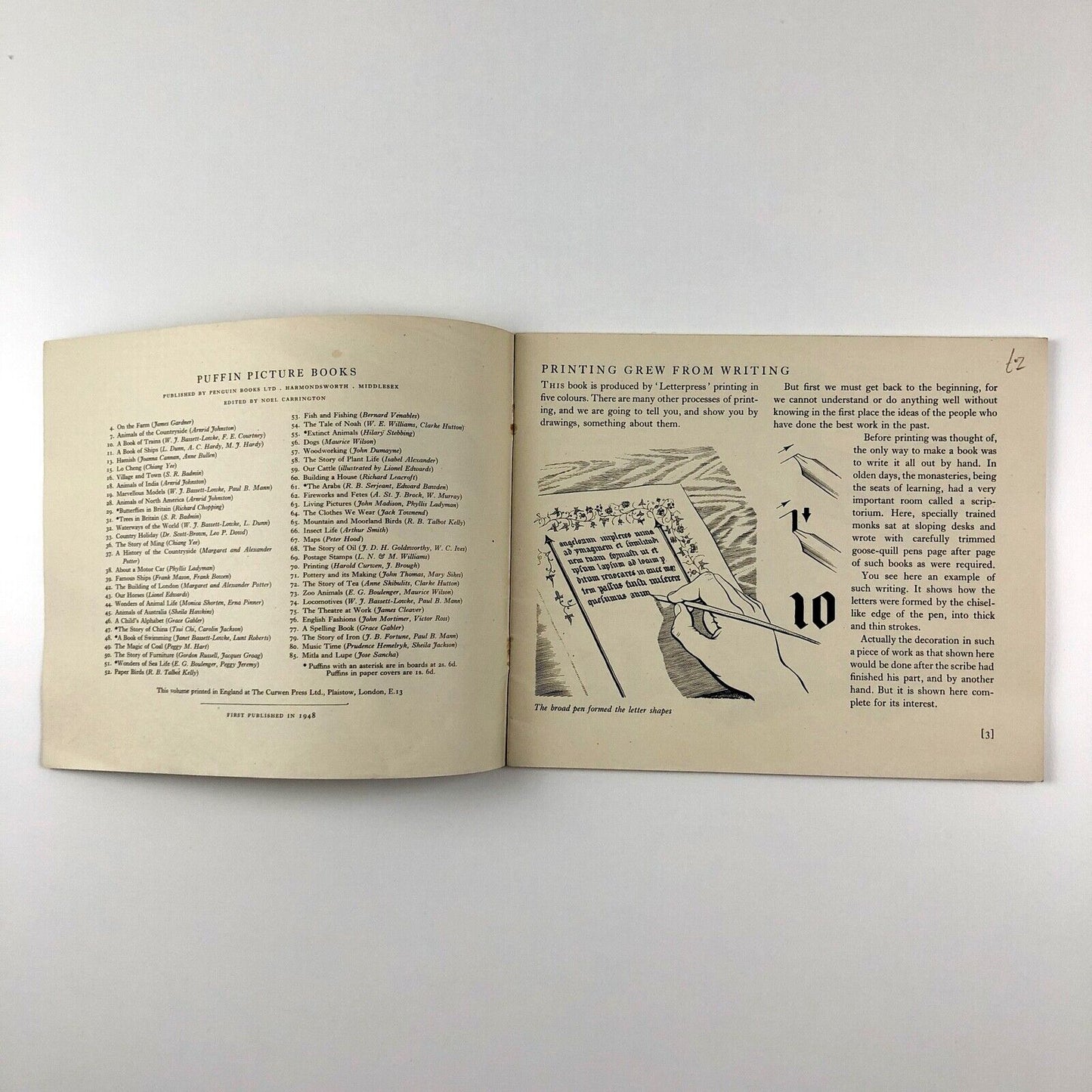 Printing by Harold Curwen. Illustrations by Jack Brough. Puffin Picture book 70 | The Curwen Press, 1948