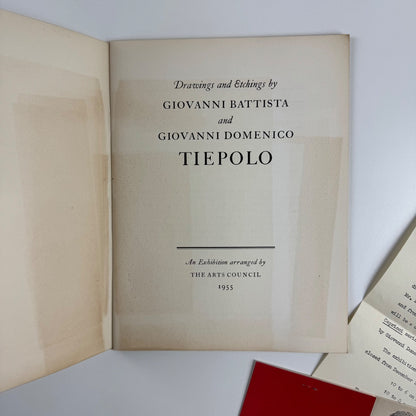 Giovanni Battista & Giovanni Domenico Tiepolo Arts Council Gallery 1955 + private view invitation and typed press release