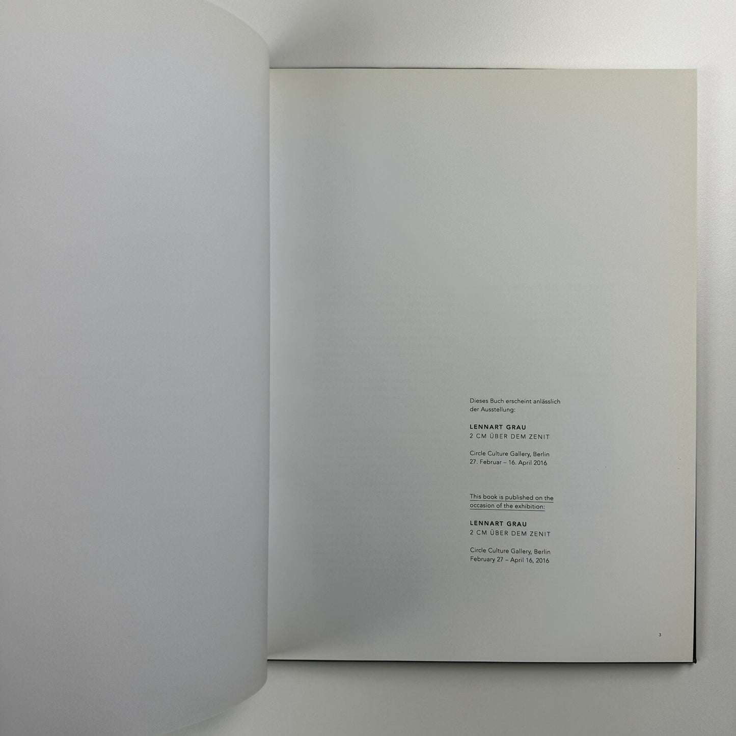 Lennart Grau. 2 CM über dem Zenit | Circle Culture Gallery 2016 catalogue