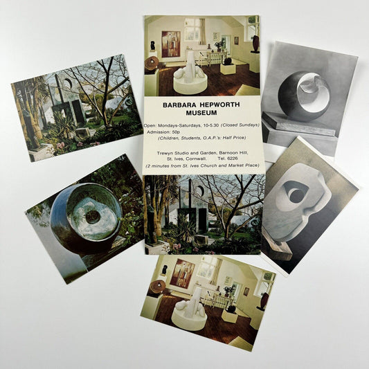 Promotional flyer for Barbara Hepworth Museum and five postcards c1976?