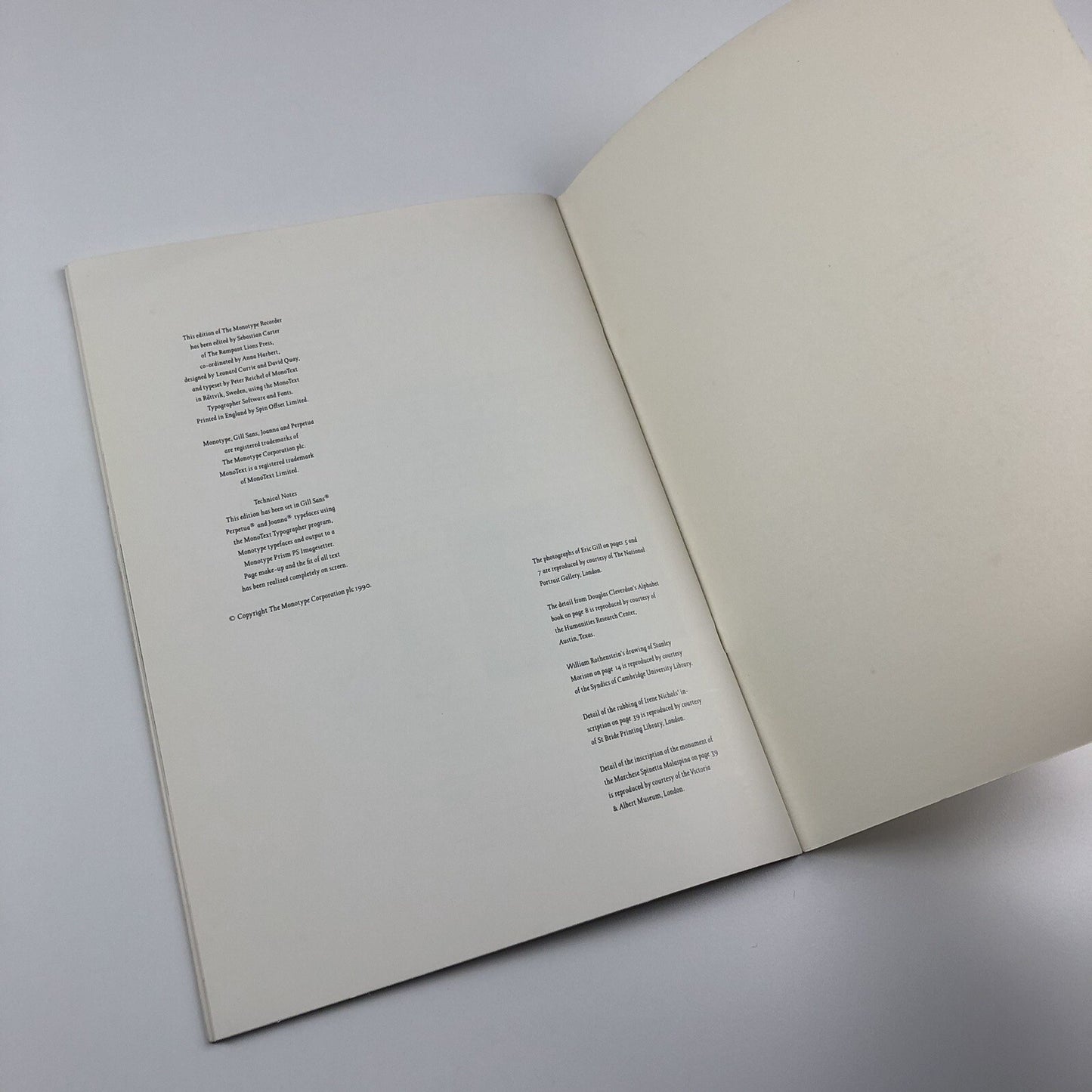 The Monotype Recorder: Eric Gill | The Continuing Tradition | Autumn 1990, No 8