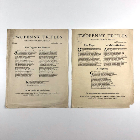 Twopenny Trifles No 21 and No 22 1921 | The Shakespeare Head Press sold by W.J. Ibbett