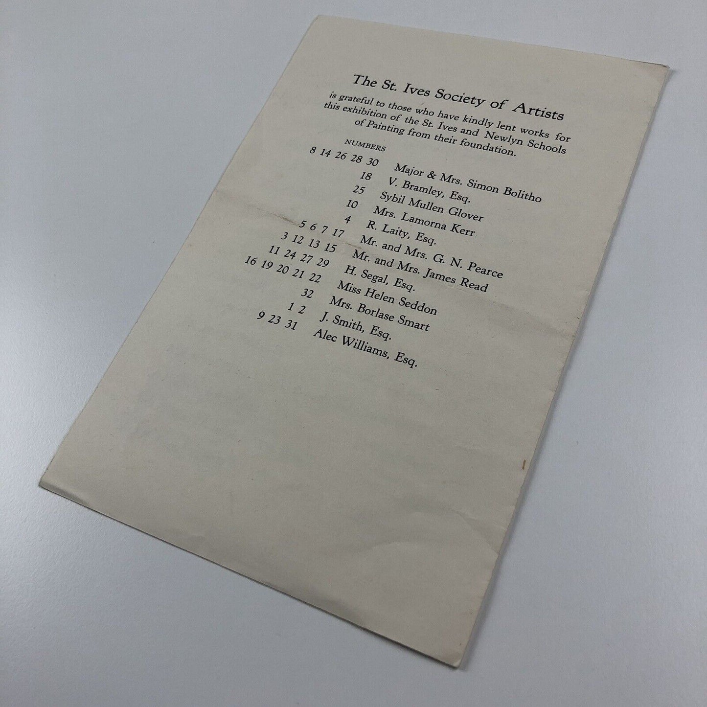 St Ives Society of Artists | Winter Exhibition catalogue leaflet, 1970-71 | Newlyn artists