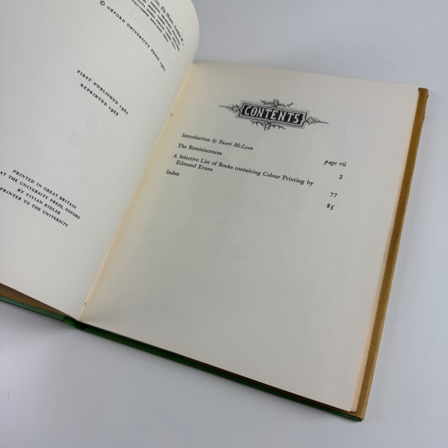 The Reminiscences of Edmund Evans Ruari McLean | Oxford, 1968 reprint | Inscribed by Harry Carter to George Buday
