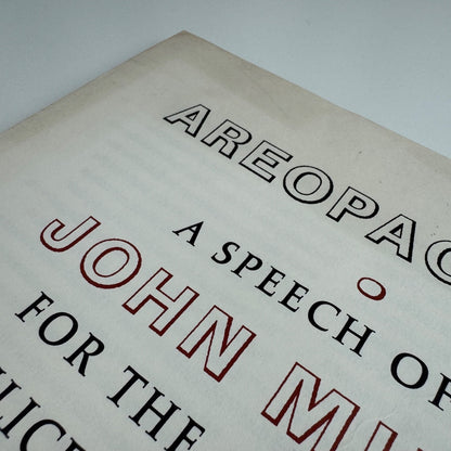 Prospectus for Aeropagitica A speech of Mr John Milton for the liberty of unlicensed printing to the Parliament of England | Rampant Lion Press undated