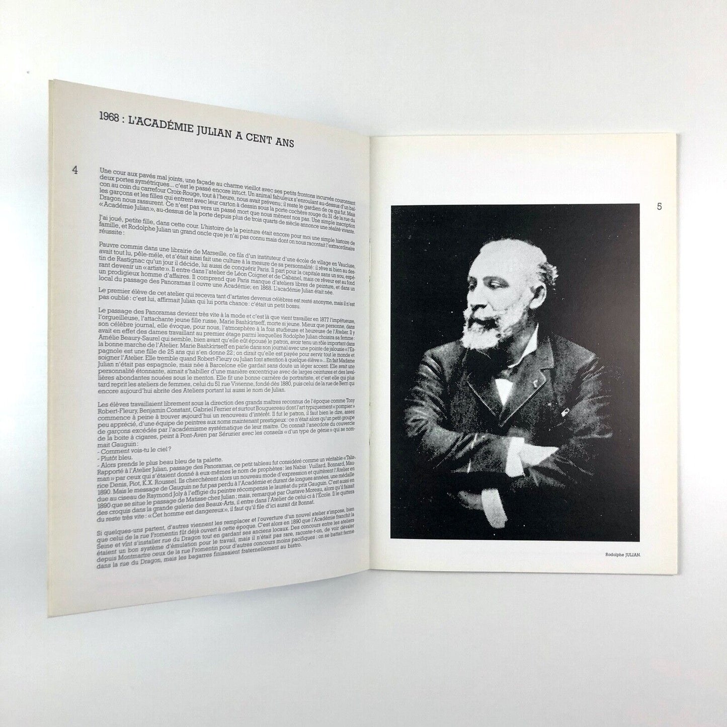 Académie Julian 1868 -1968 Historique 31 Rue du Dragon Paris | 1985