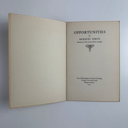 Opportunities by Herbert Simon Curwen Press | Birmingham School of Printing 1951