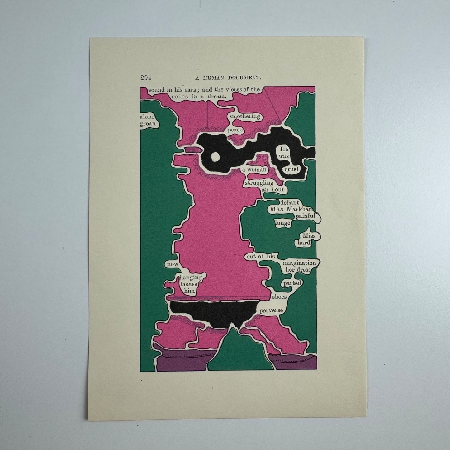 A Humument page 294 'sound in his ears;' by Tom Phillips | The Tetrad Press, 1970