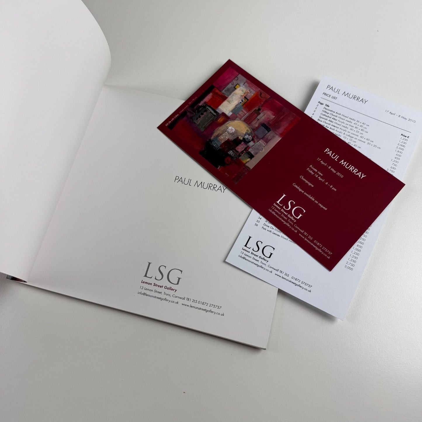 Paul Murray | Lemon Street Gallery 2010 + PV invitation and price list