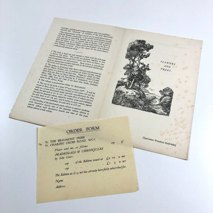 Prospectus for Madrigals & Chronicles by John Clare | The Beaumont Press c.1924