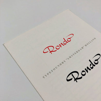 Type specimen – Rondo | Typefoundry Amsterdam | Design by Dick Dooyes, undated