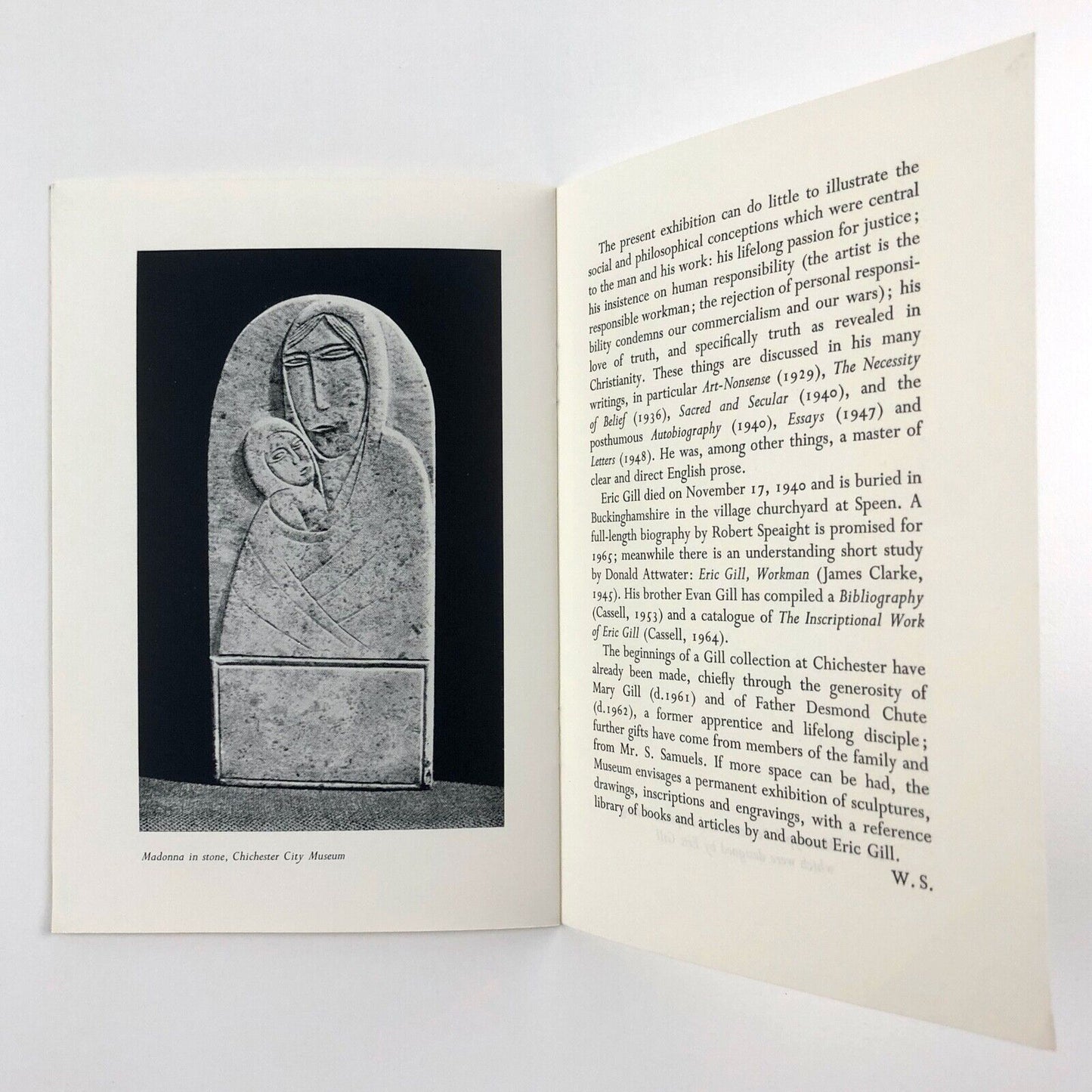 Eric Gill. An Introduction to his Work | Chichester City Museum, 1964