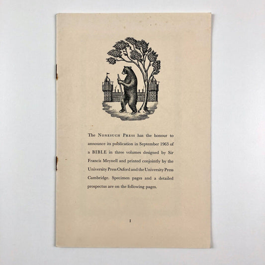 The Nonesuch Press | King James Bible specimen pages | Francis Meynell, 1963