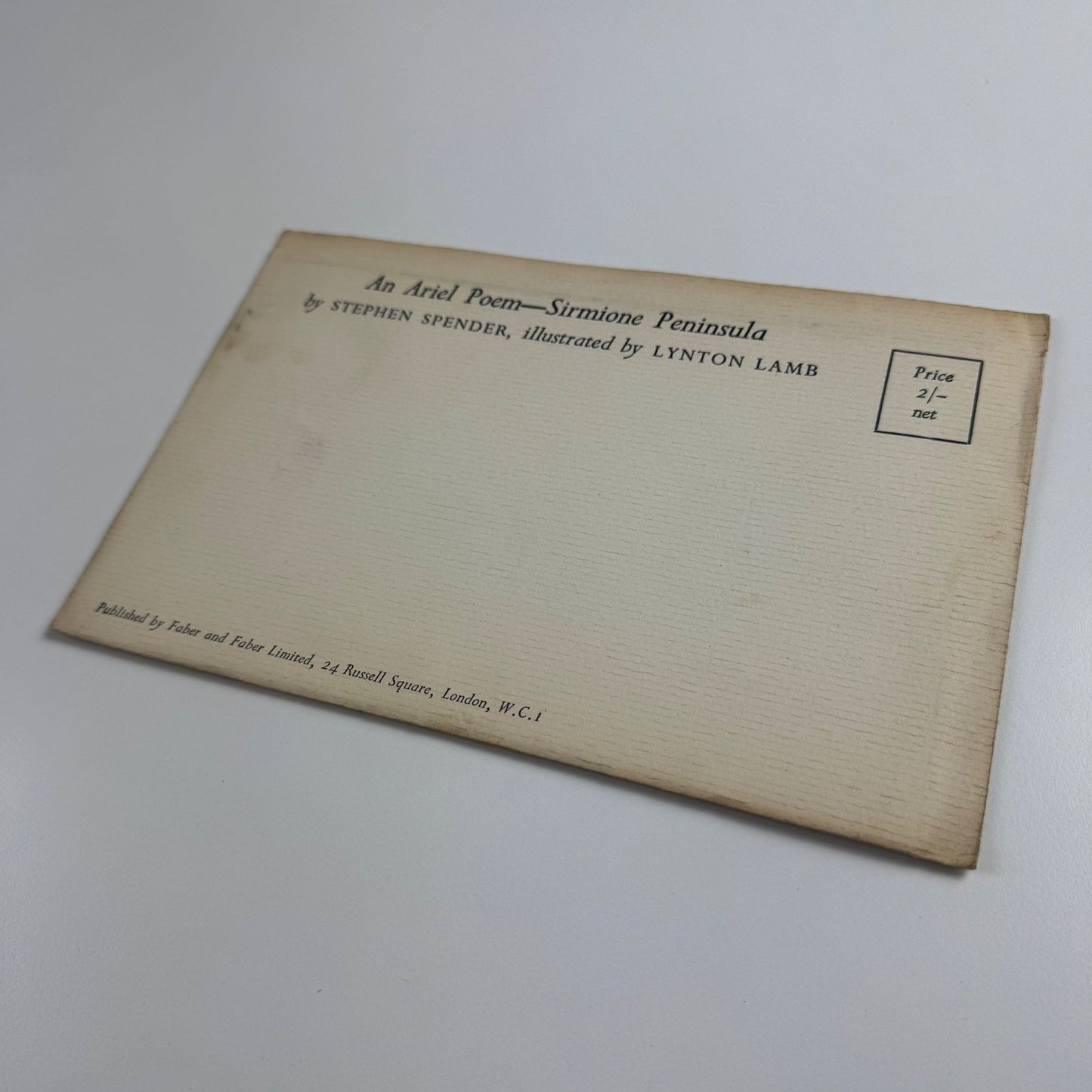 An Ariel Poem - Sirmione Peninsula by Stephen Spender, illustrated by Lynton Lamb, 1954 unopened envelope
