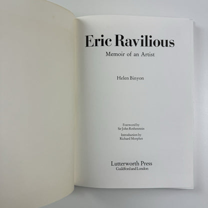 Eric Ravilious. Memoir of an Artist by Helen Binyon | Lutterworth Press, 1983