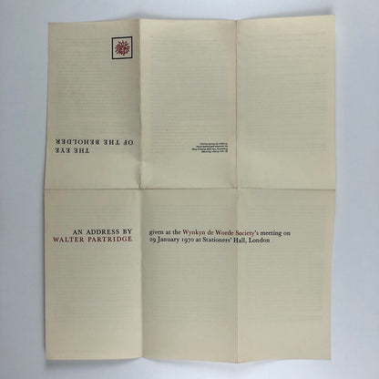 The Eye of the Beholder by Walter Partridge Wynkyne de Worde 1970 | Folded leaflet