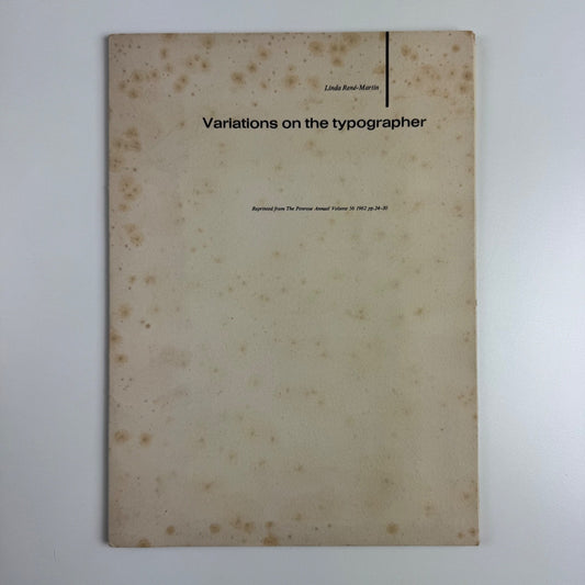 Variations on the typographer by Linda René-Martin Penrose Annual offprint 1962 signed by author