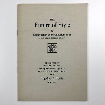 The Future of Style by Christopher Cornford RCA | Wynkyn de Worde 1966