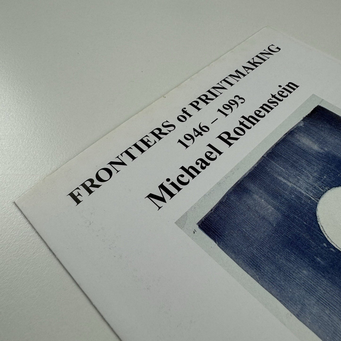 Folded card – Frontiers of Printmaking 1946-1993 – Michael Rothenstein | The Fry Art Gallery, 2004