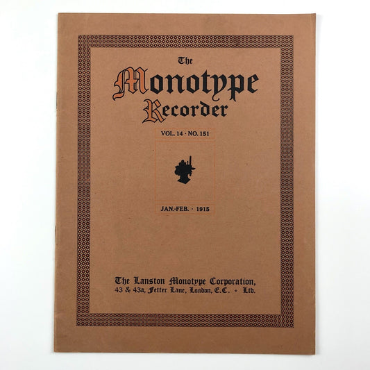 The Monotype Recorder | Vol 14, No. 151, Jan-Feb 1915 | Includes 'The War and the Printer'