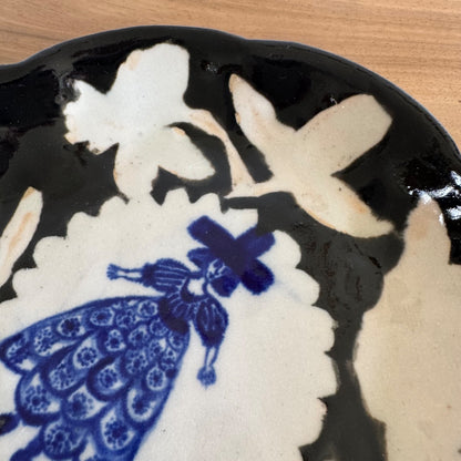 Francesca Kaye studio pottery small platter female figure folk art signed
