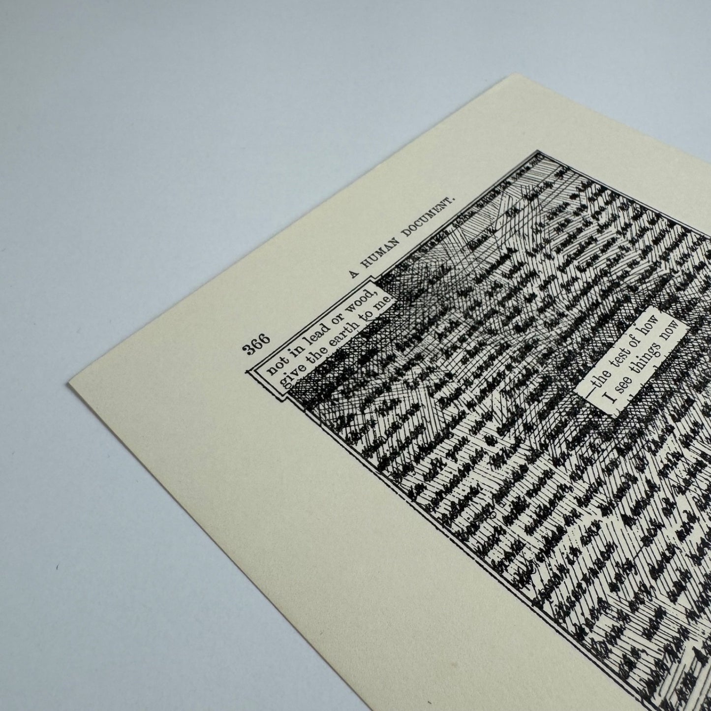 A Humument page 366 'not in lead or wood,' by Tom Phillips | The Tetrad Press, 1970