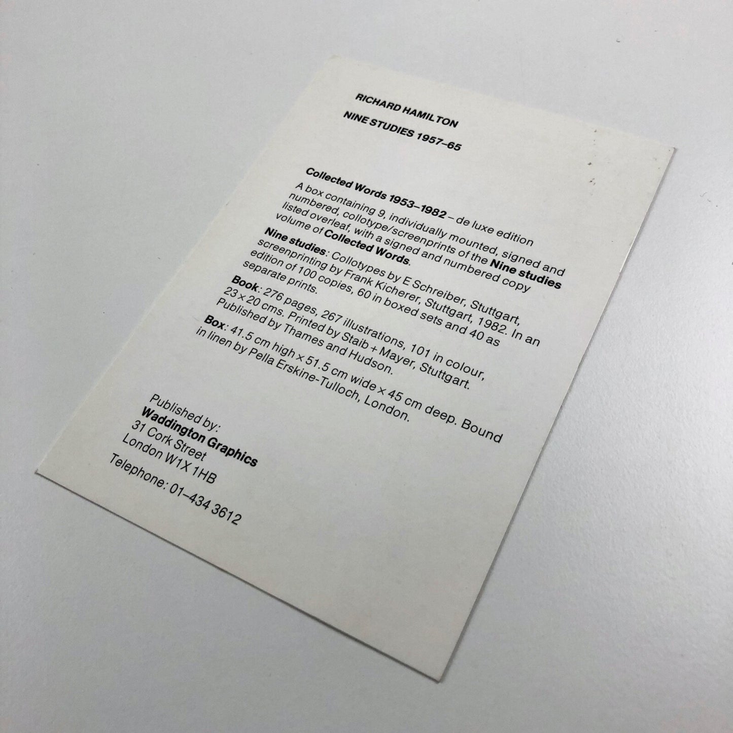 Richard Hamilton: Nine Studies 1957–65 | Exhibition leaflet, Waddington Graphics