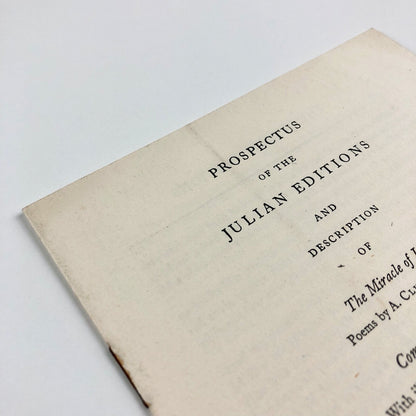 Prospectus of the Julian Editions. Ernest Benn Ltd, London 1925-1926