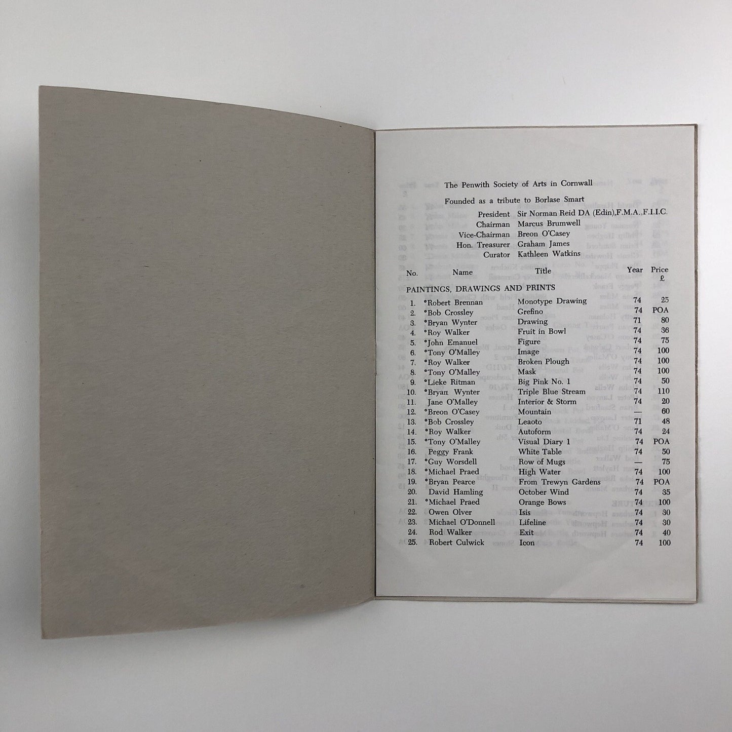 Catalogue – Penwith Winter exhibition 1974 | The Penwith Society