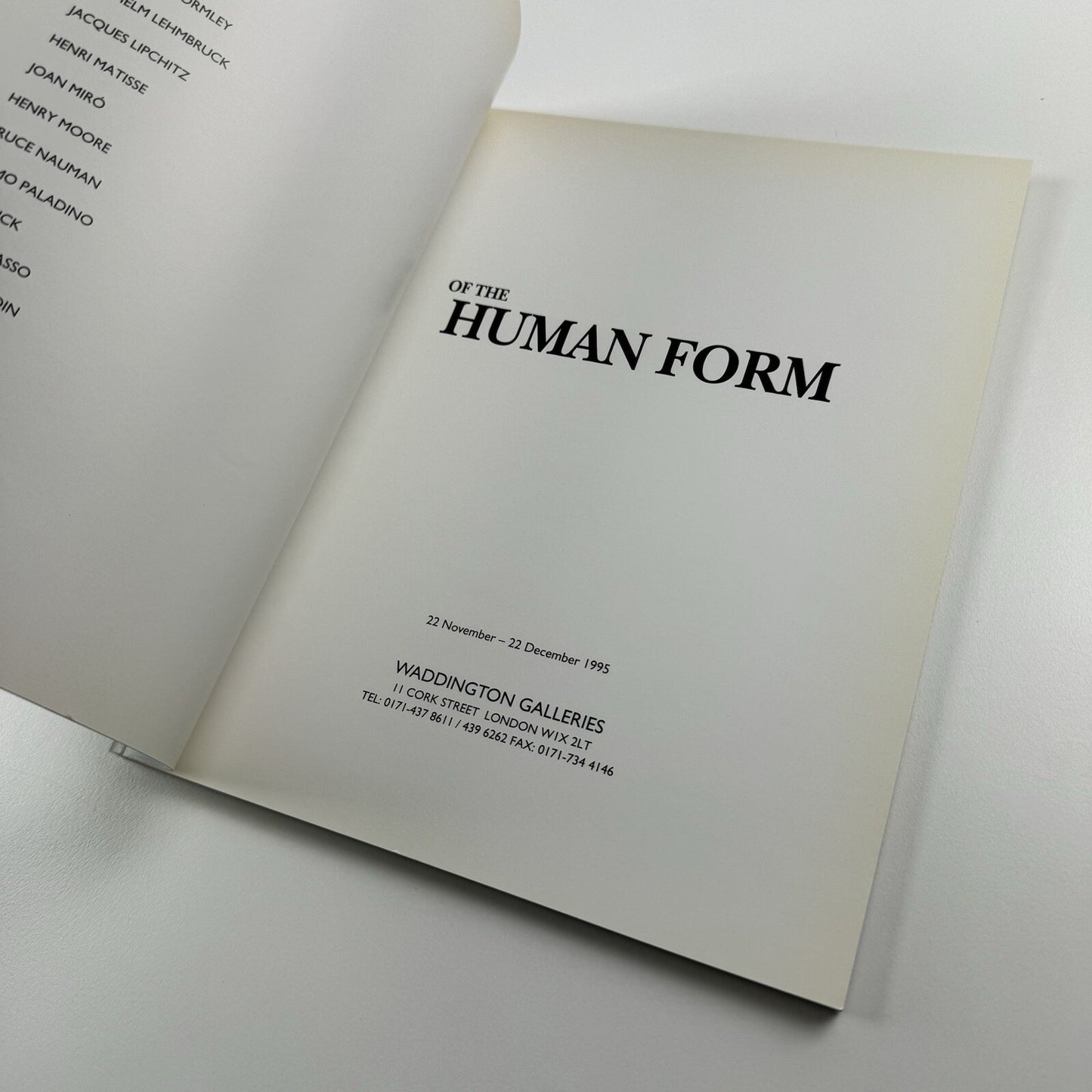 Of the Human Form | Waddington Galleries exhibition catalogue, 1995