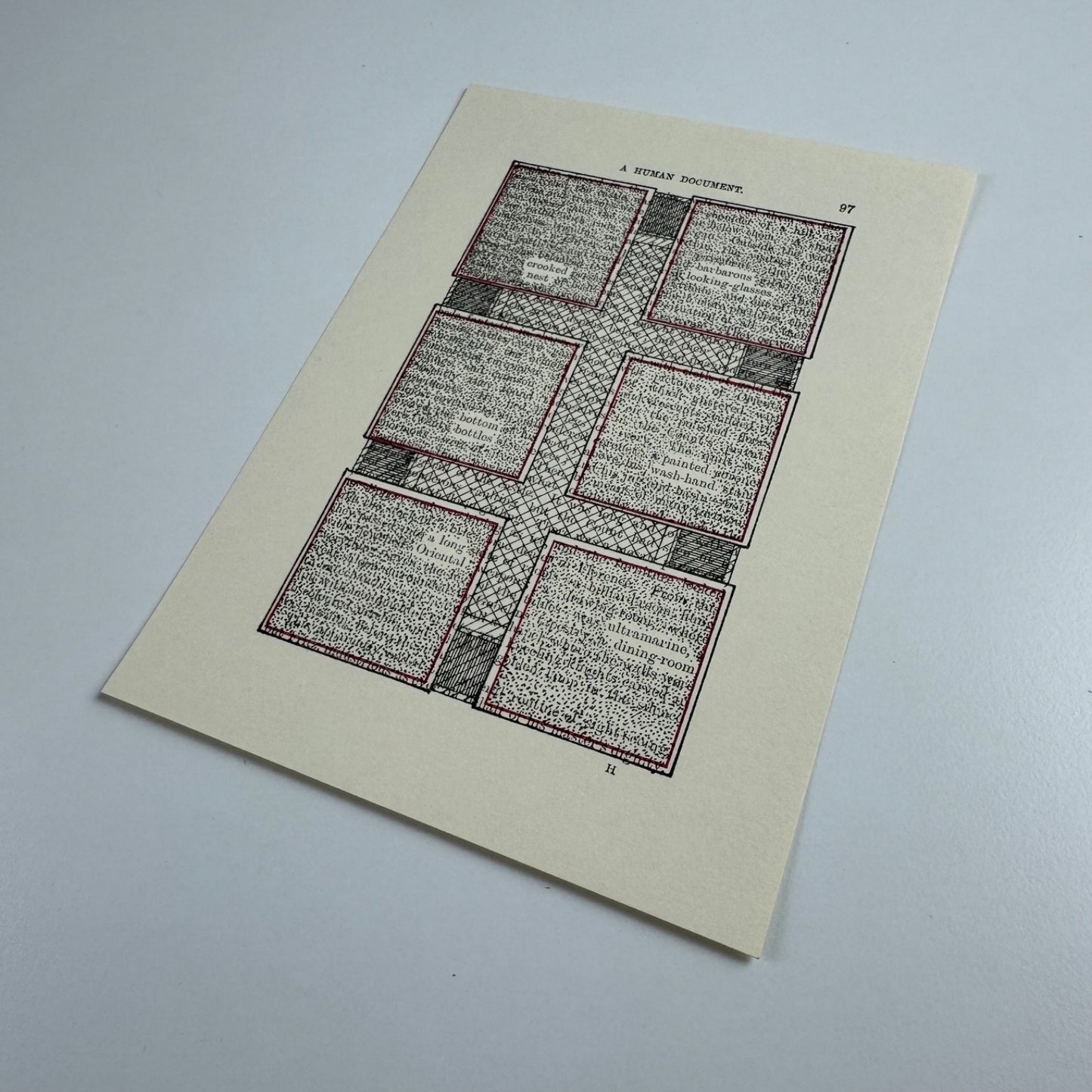 A Humument page 97 'barbarous looking-glasses' by Tom Phillips | The Tetrad Press, 1970