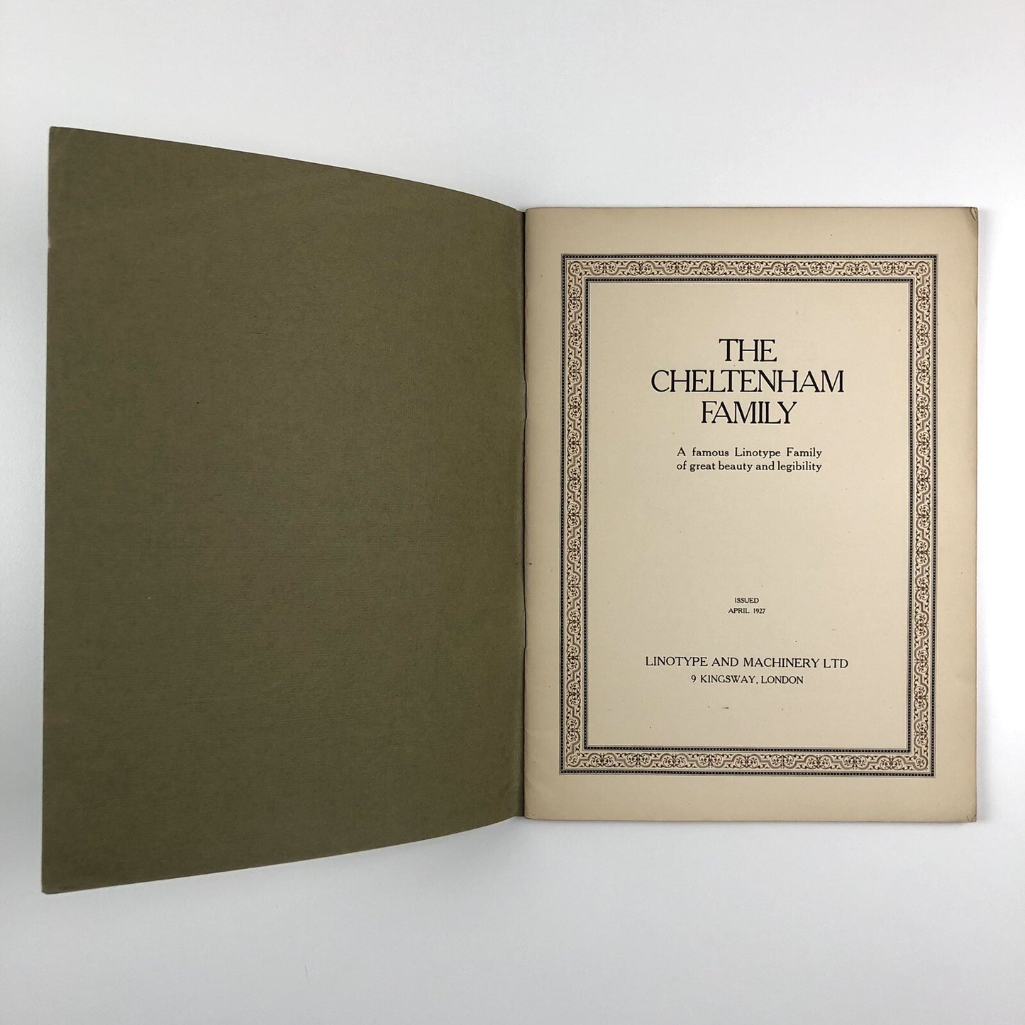 The Linotype Cheltenham Family type specimen brochure | April 1927
