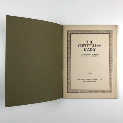 The Linotype Cheltenham Family type specimen brochure | April 1927