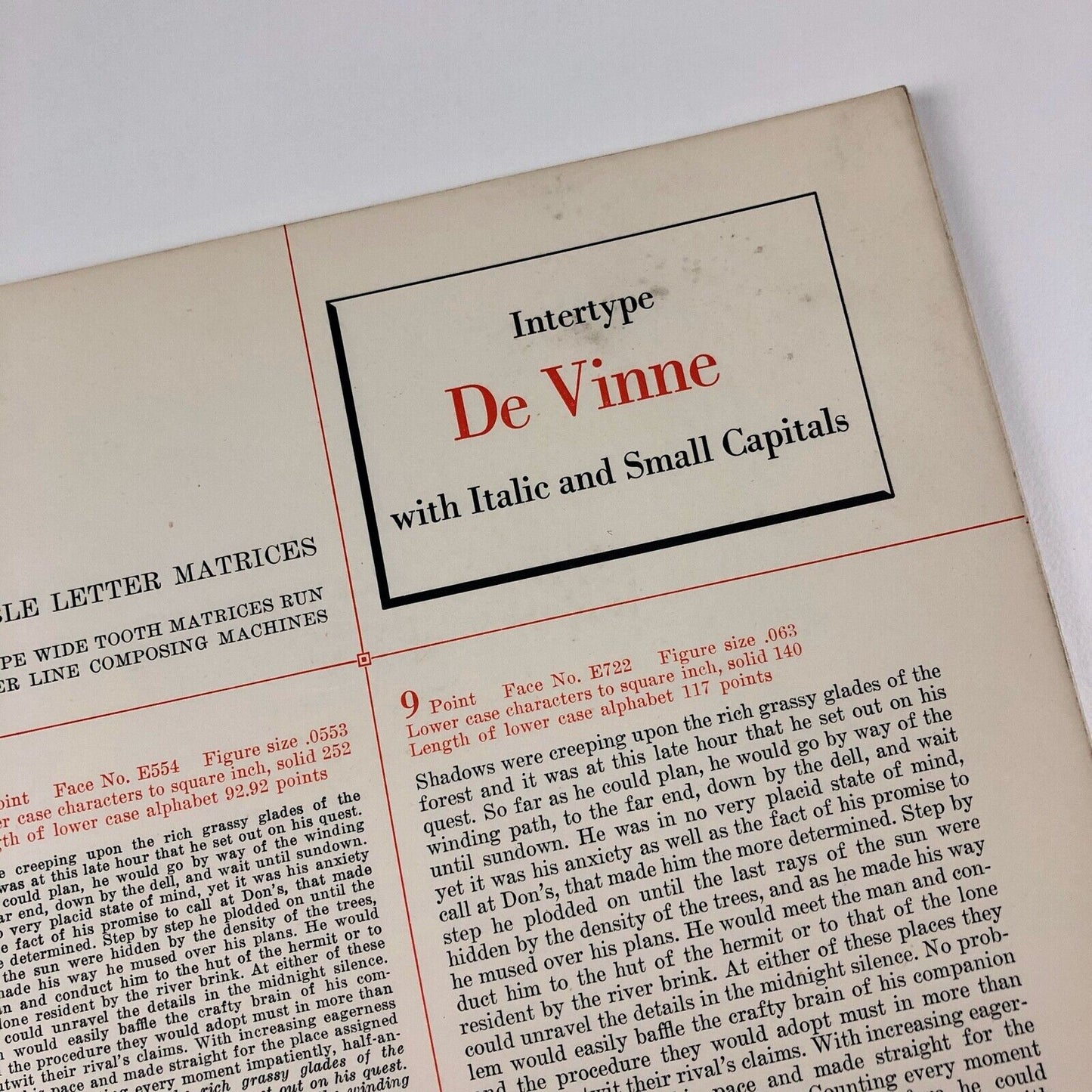 Intertype De Vinne | Type specimen booklet | Presumably early 20th century