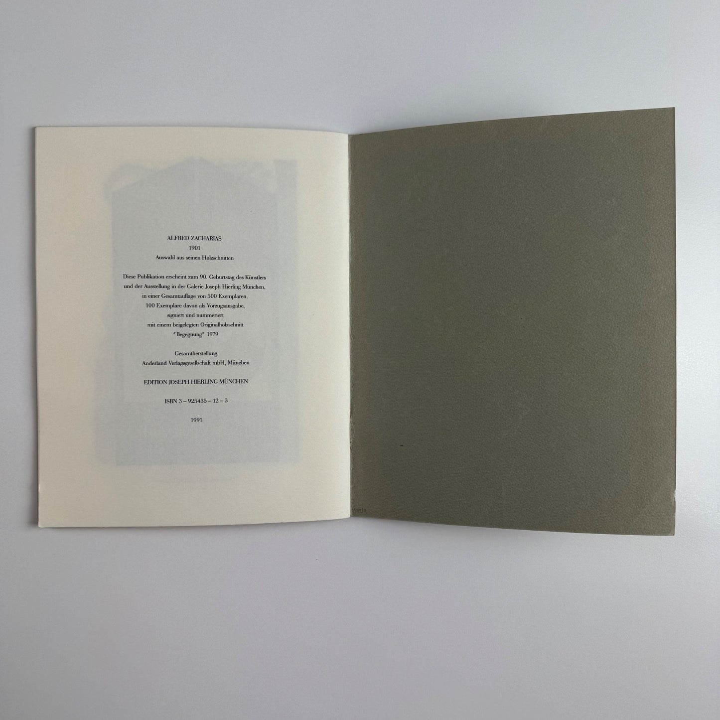 Alfred Zacharias 1901 zum 90. Geburtstag. Auswahl aus seinen Holzschnitten | Edition Joseph Vierling, Munich, 1991