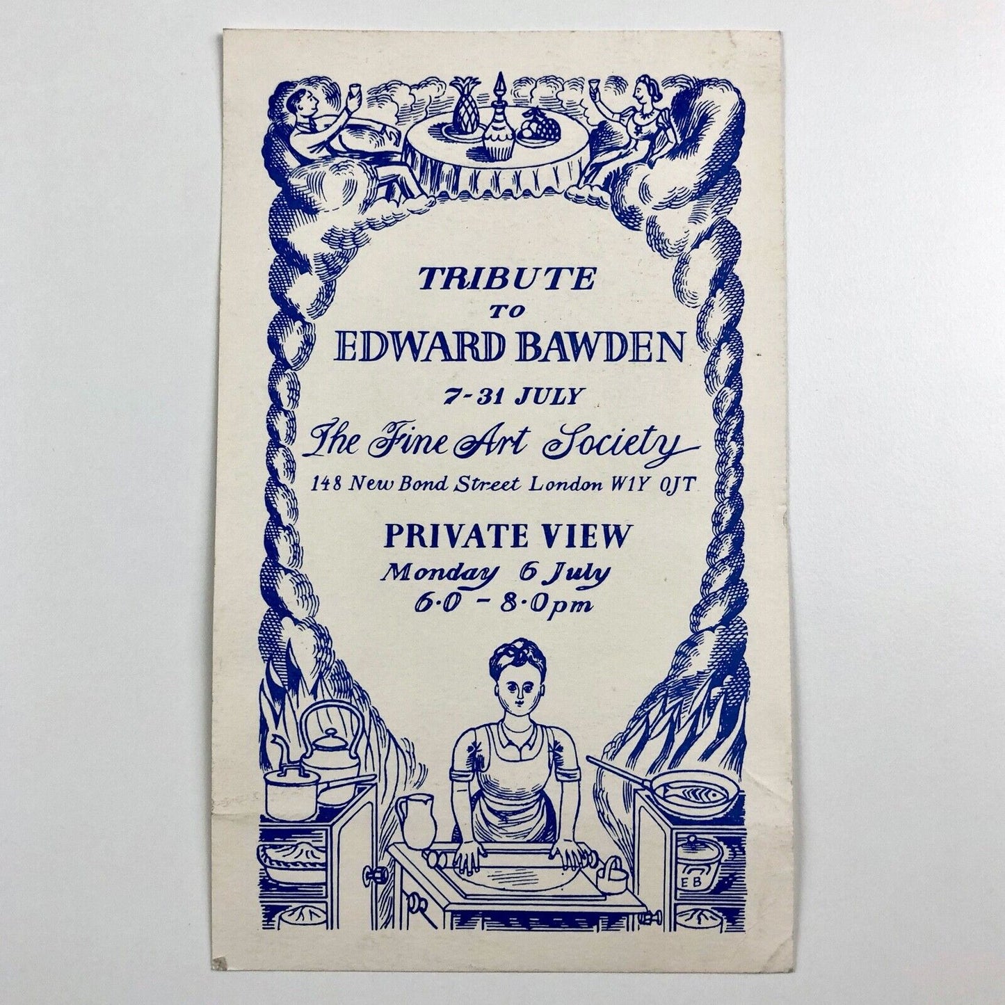 Private view invite for Tribute to Edward Bawden | Fine Art Society, 1992