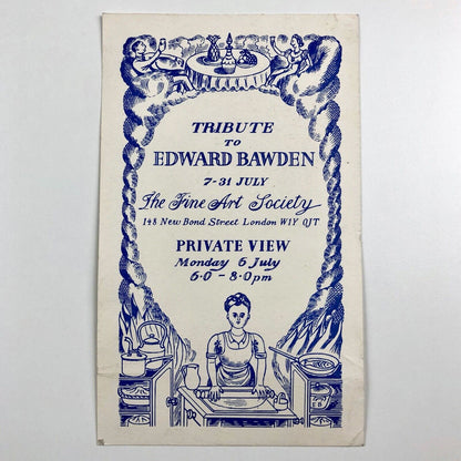 Private view invite for Tribute to Edward Bawden | Fine Art Society, 1992