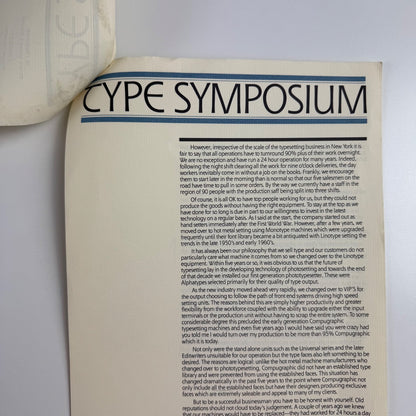 Type Symposium. The role of the trade typesetter in USA Whittaker/Compugraphic