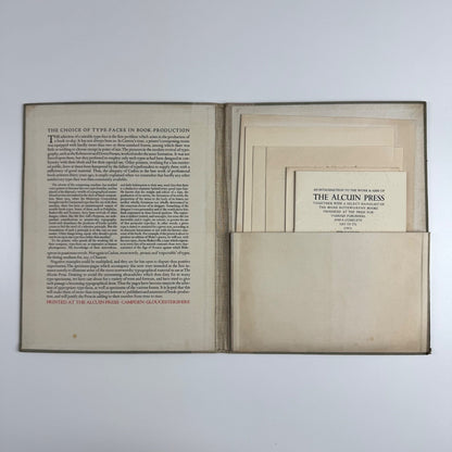 Folder type specimens The choice of type-faces in book-production | Alcuin Press, undated