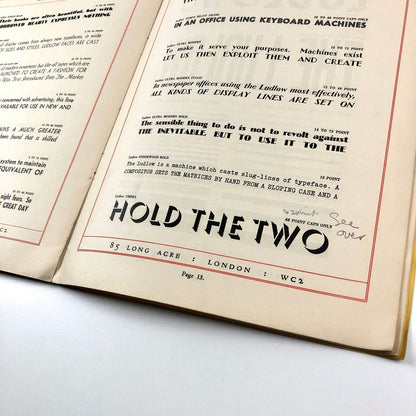 One–Line Specimens of Ludlow Typefaces, Rules, Ruleforme & Borders; | Odhams Press, 1930s?