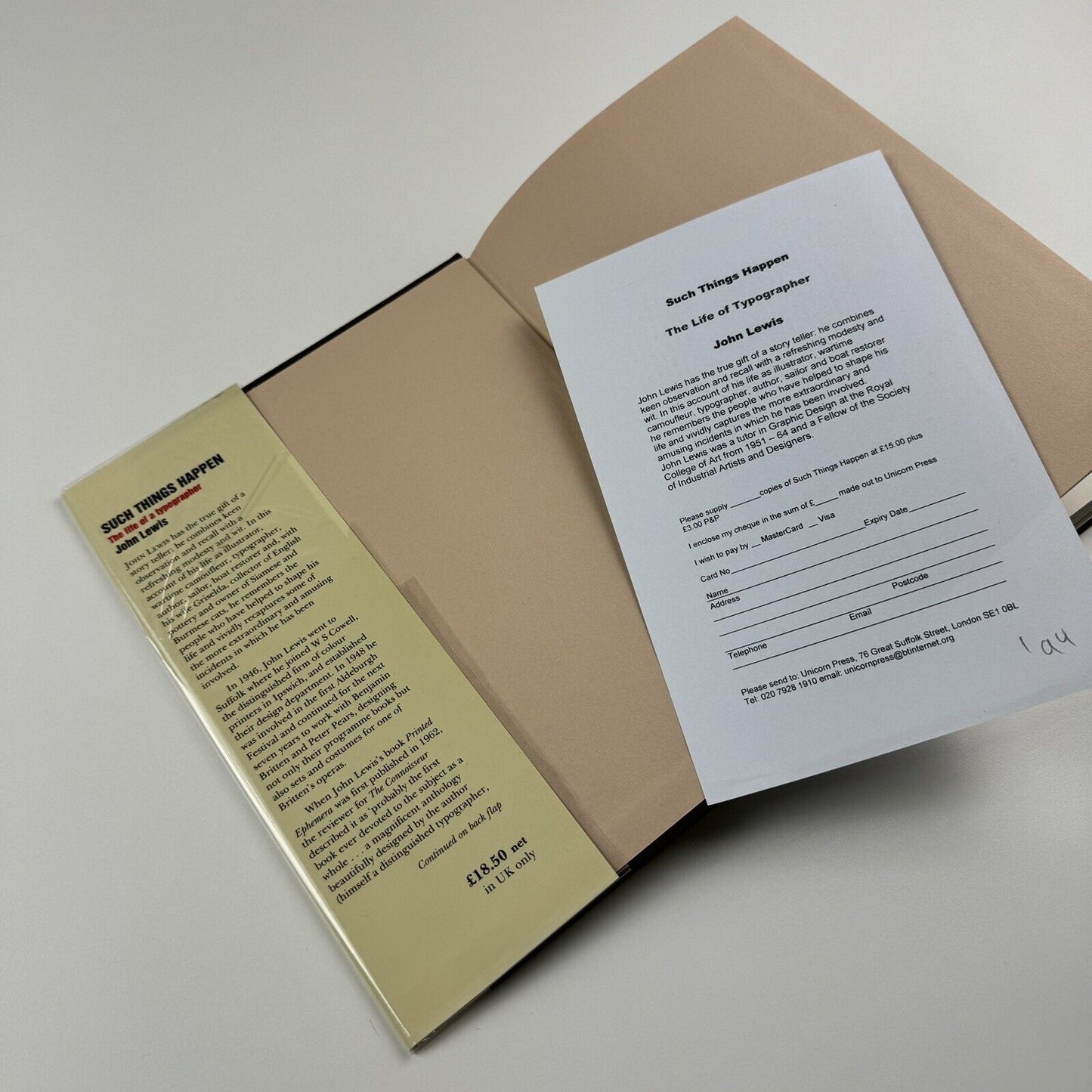 Such things happen. The life of a typographer by John Lewis | Unicorn Press, 1994