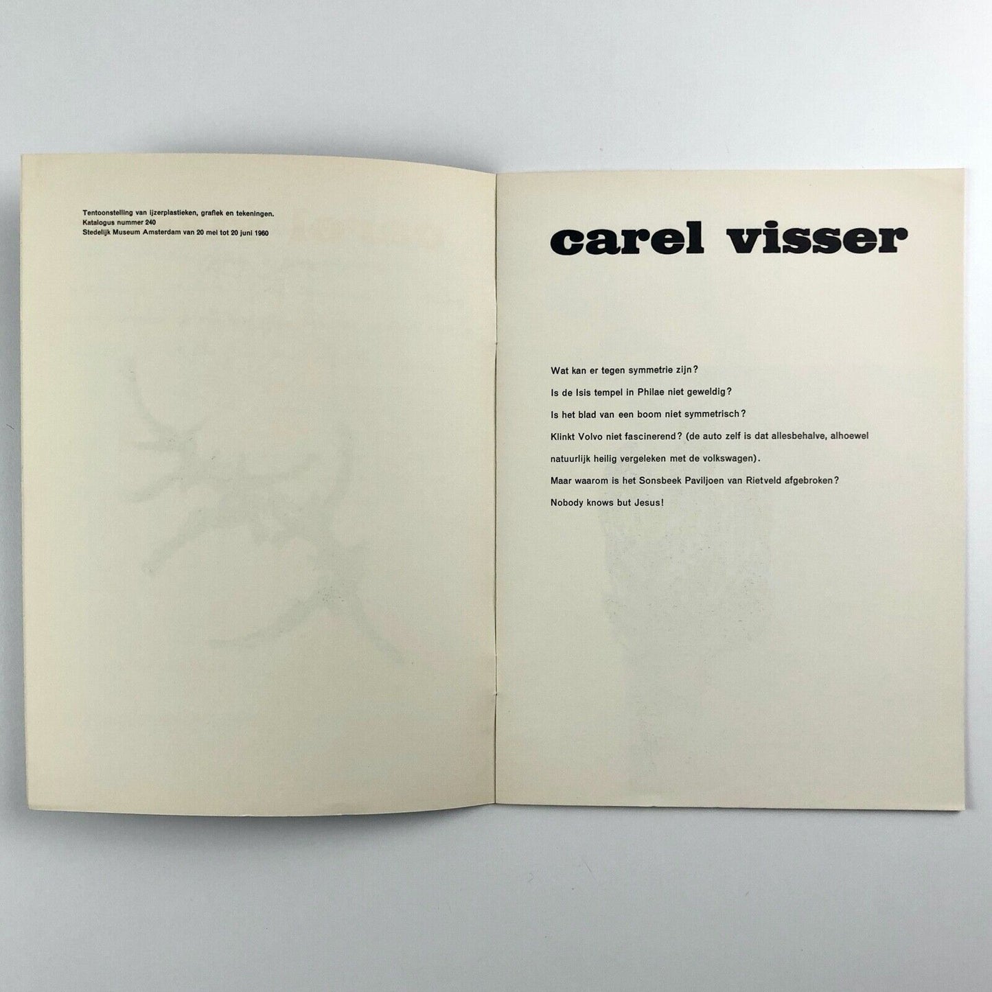 Carel Visser | Stedelijk Museum – exhibition catalogue no. 240, 1960