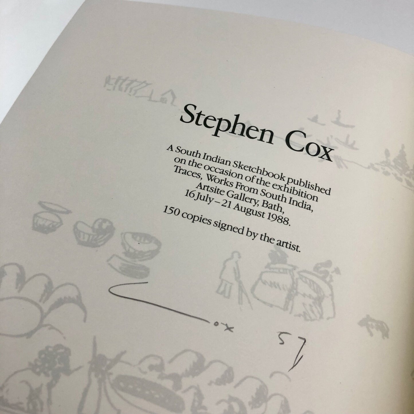 Stephen Cox: Traces, Works From South India | Artsite Bath catalogue, 1988 | Signed, limited edition copy
