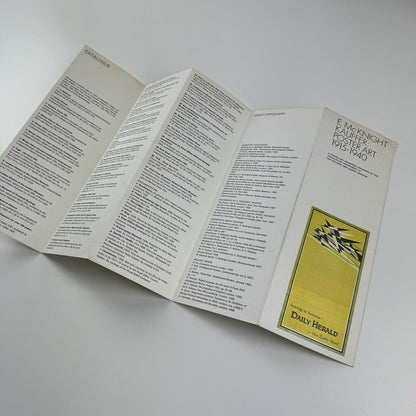 Folding card guide for E.McKnight Kauffer: Poster Art 1915-1940 travelling exhibition organised by V&A Circulation Dept 1973
