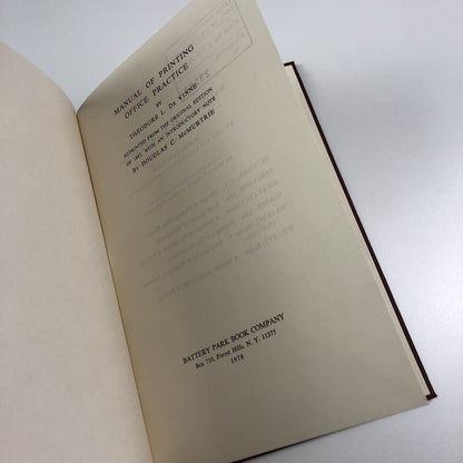 Manual of Printing Office Practice | Theodore L. De Vinne – 1978 reprint