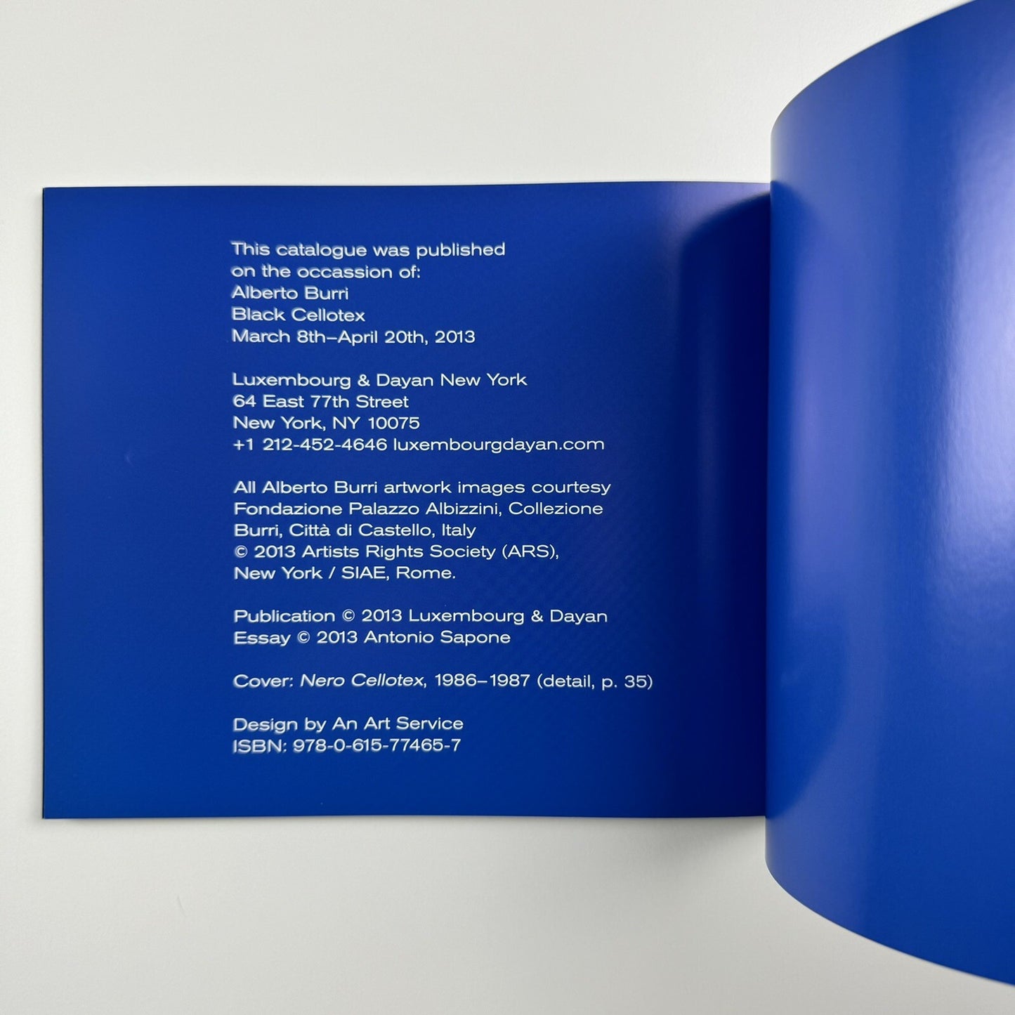 Alberto Burri. Black Cellotex | Luxembourg & Dayan New York, 2013 exhibition catalogue