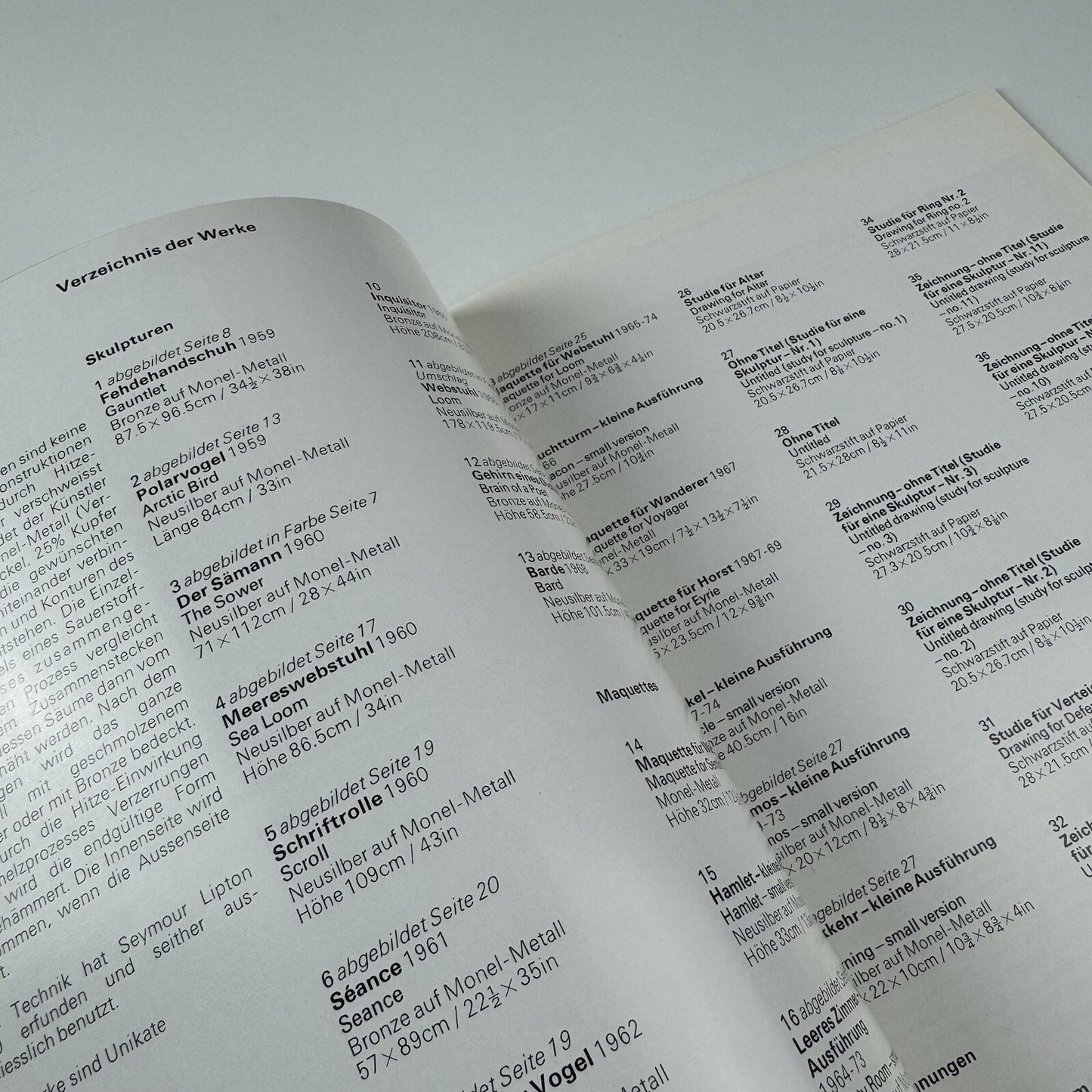 Seymour Lipton | Marlborough Galerie Zurich exhibition catalogue, 1974