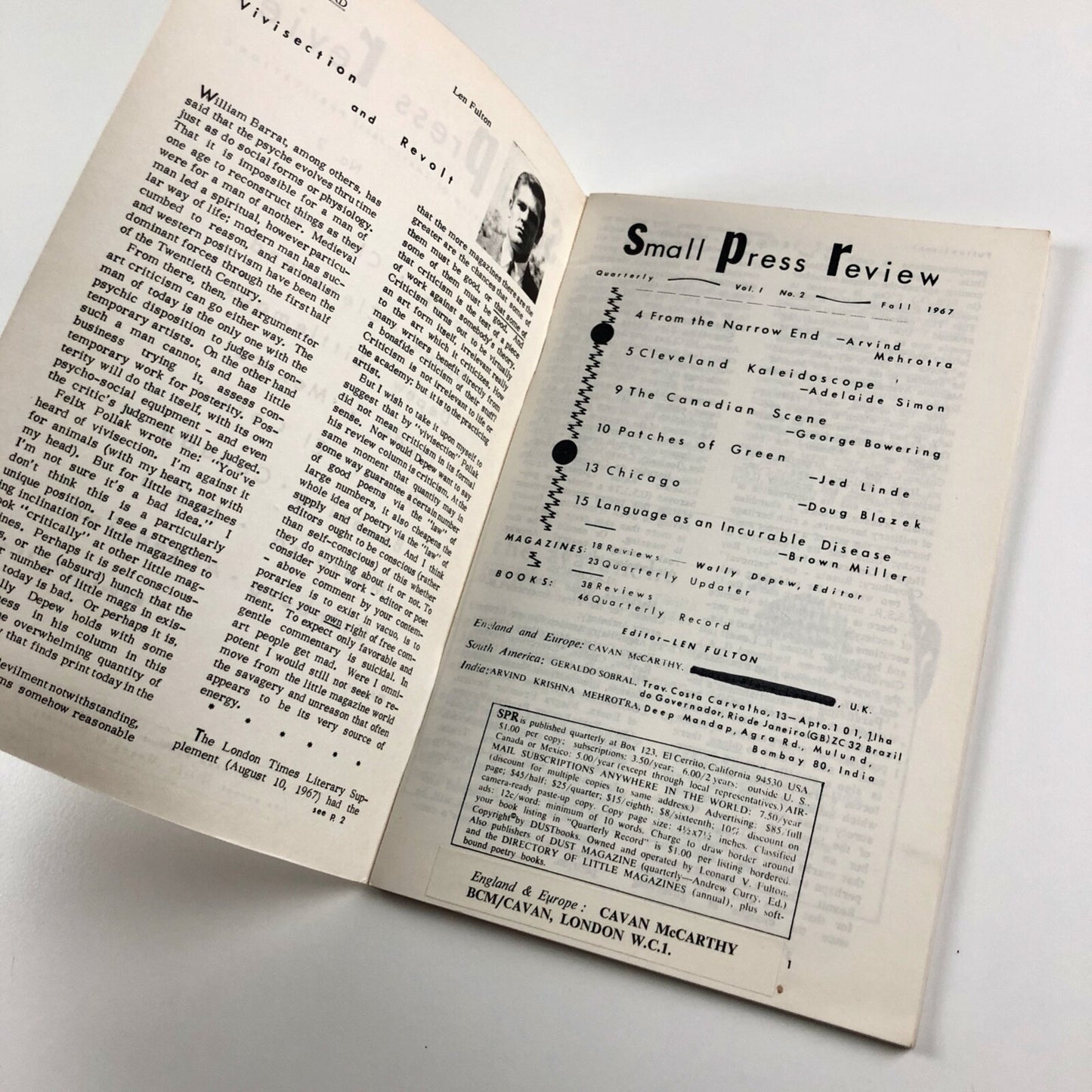 Small Press Review magazine – Vol. 1. No. 2 Fall, 1967
