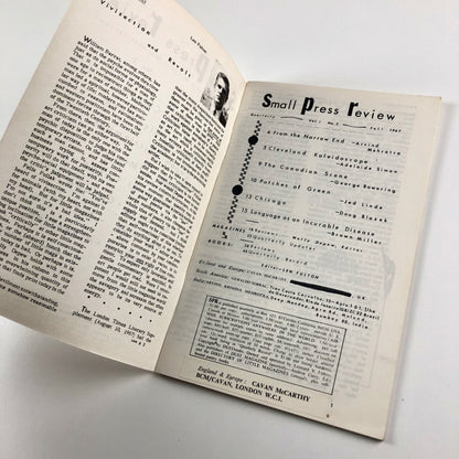 Small Press Review magazine – Vol. 1. No. 2 Fall, 1967