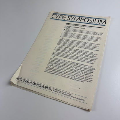 Type Symposium. The role of the trade typesetter in USA Whittaker/Compugraphic